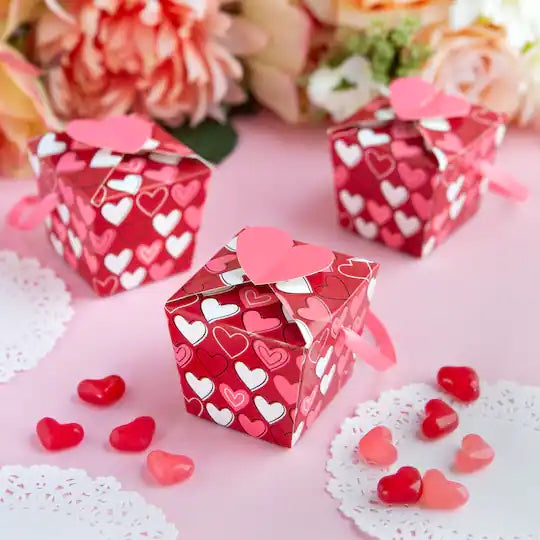 Heart Print Treat Boxes Valentines mini boxes (pack of 4)