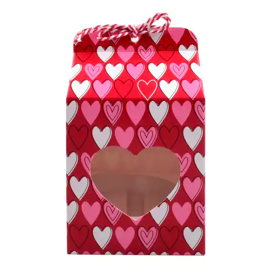 Red and Hearts Treat Boxes Valentines boxes (pack of 5)