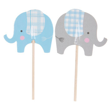 Blue and gray Elephant Cupcake toppers (pack of 12)