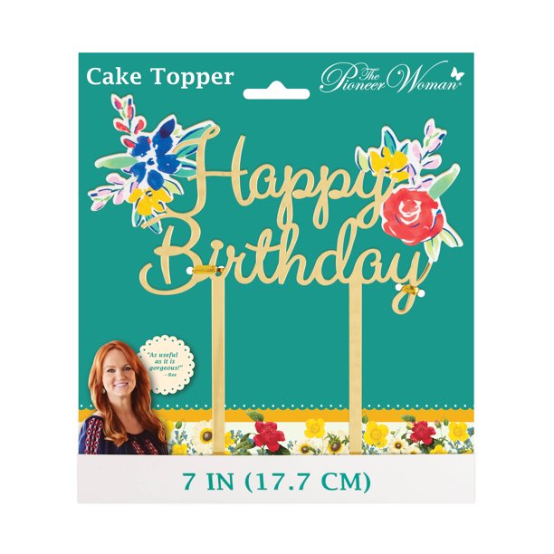 Flower Happy Birthday  cake topper 7in (17.7cm).