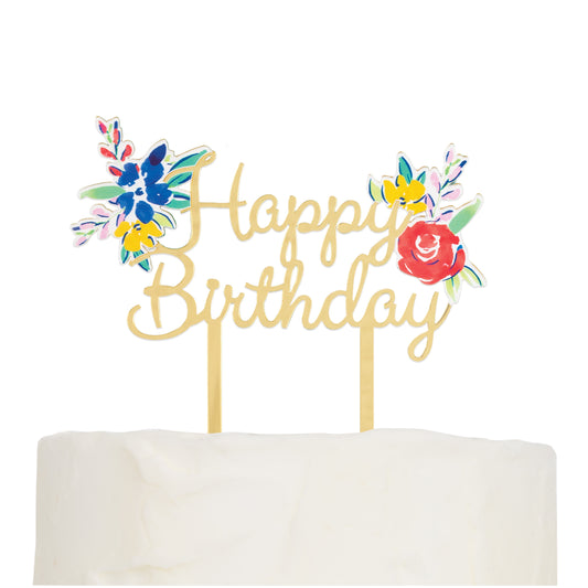 Flower Happy Birthday  cake topper 7in (17.7cm).